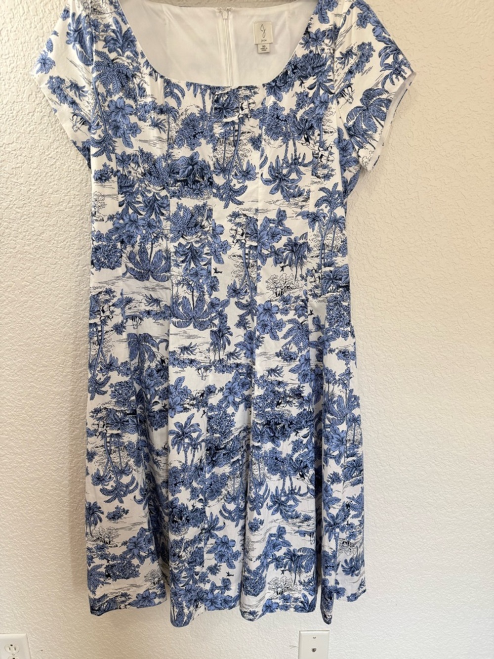 Joie Blue White Toile Midi Dress | Cottagecore | Summer Coastal Chic | Size 16 - Picture 2 of 13